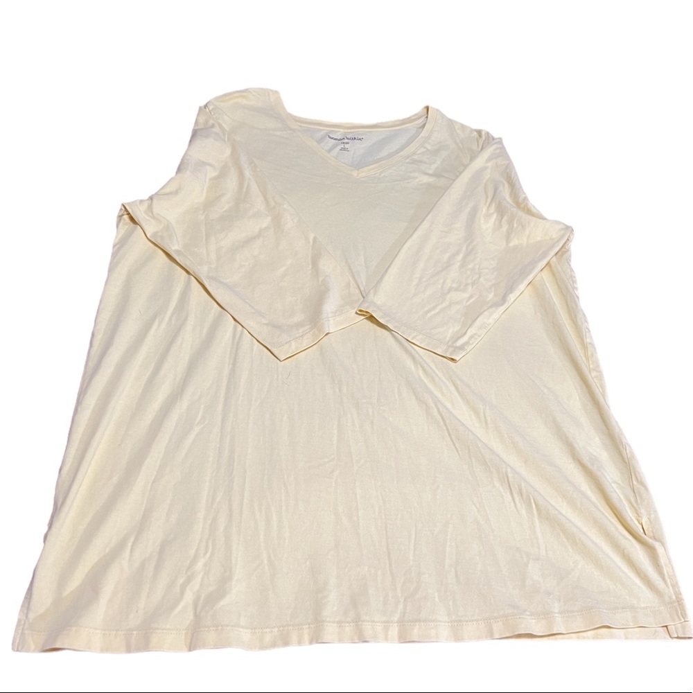 EUC Woman Within 3/4 Length Sleeve Yellow T-Shirt